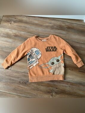 Star Wars Yoda & R2-D2 Brown Sweatshirt. Boys size 3T.